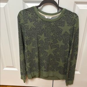 Lucky Brand - Green and Navy Star Pattern Sweater, M